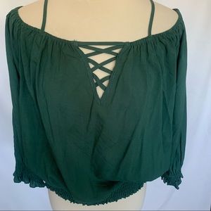 Dark Green Off shoulder Top 1XL